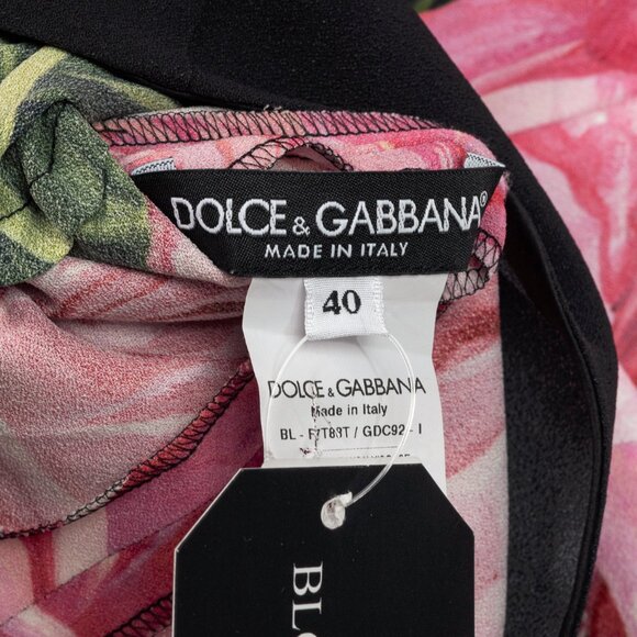 Dolce & Gabbana Nero Rose Floral Printed Crêpe Top - Picture 9 of 11